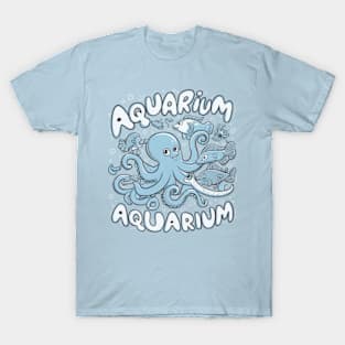 octopus and other marine creatures interacting with each othe T-Shirt